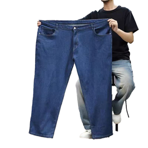Jeans Casuales para Hombre, Corte Recto, Elásticos, Transpirables, Lavado Claro, Cintura Media, Tallas Grandes, para Verano, Otoño e Invierno - Product Image 1