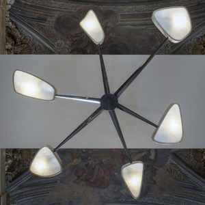 Su misura moderna pietra di alabastro spagnolo naturale <span class=keywords><strong>ragno</strong></span> sei braccia oro lamina lampada pendente Villa soggiorno Hotel ristorante lampadario - Product Image 4