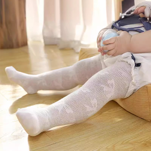 <span class=keywords><strong>Medias</strong></span> de algodón suave <span class=keywords><strong>con</strong></span> malla para bebé, <span class=keywords><strong>con</strong></span> lazo, transpirables, calados, para niñas, pantimedias de verano para bebés, al por mayor - Product Image 2