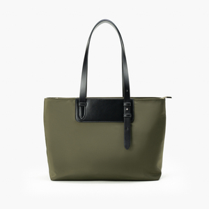 Sac fourre-tout en nylon vert olive, imperméable, sac à bandoulière, fermeture éclair, grande capacité, motif uni, doublure en polyester pour le bureau - Product Image 1