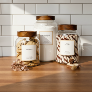 <span class=keywords><strong>Set</strong></span> di Barattoli Classici con Coperchio in Vetro, Grandi Contenitori per Conservazione in Cucina, Adatti al Microonde, per Conservare Cereali e Farina, Ideali per Occasioni Speciali - Product Image 4