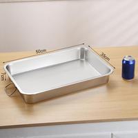 Baki Makanan Logam Persegi Panjang LIYUNDA 50*35cm, Berbagai Tinggi, Kualitas Bagus, Stainless Steel, Alas Datar, Dilengkapi Pegangan, 14L