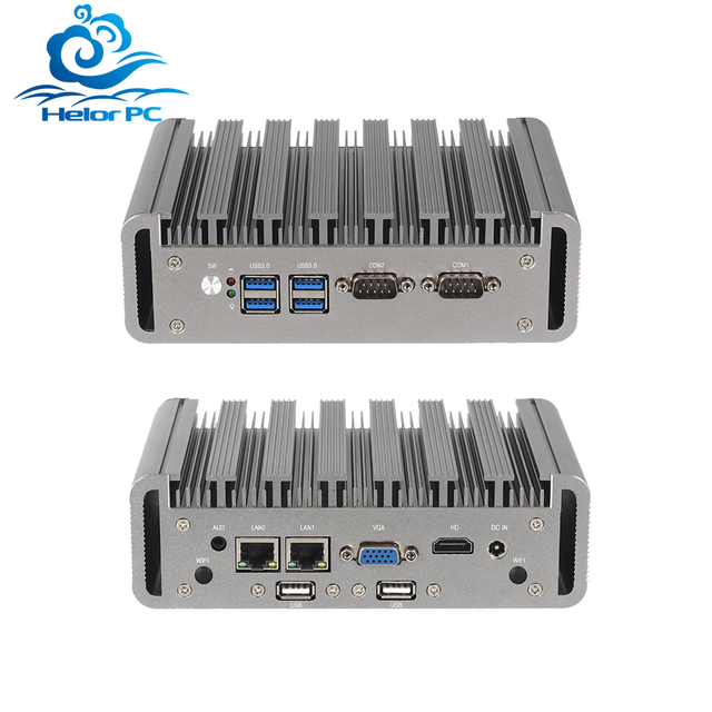 Fanless Industrial Mini PC Intel J6412 I5 6200U DDR4 RAM Dual RJ45 LAN RS232 COM HD VGA Display Linux Win11 Embedded Computer
