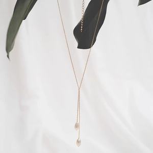 Elegante Collar Sencillo con Cuentas de Perla Natural, Colgante de Cuentas de Arroz Blancas, Cadena para Suéter de Enamorados, para Vacaciones en la Playa, Collar de Clavícula - Product Image 3