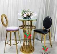 Support de gâteau rond en acier inoxydable doré pour événements de fête et mariages