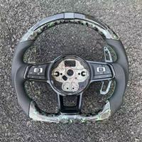 Volant en cuir vert avec fibre de carbone et LED pour modèles VW Golf 7/7.5/R Passat GTI Polo