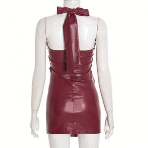 Vestido de Piel Sintética <span class=keywords><strong>Sexy</strong></span> y Elegante para Mujer, Ropa de Moda al por Mayor, Estilo Club, 2026 - Product Image 5