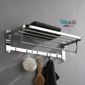 Porte-serviettes de salle de bain mural en acier inoxydable Offre Spéciale 201 avec crochets pliables raccords de bain - Product Image 2