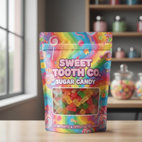 Nouveaux sacs personnalisés pour bonbons, sachets refermables de qualité alimentaire, pochettes en aluminium Mylar avec fenêtre