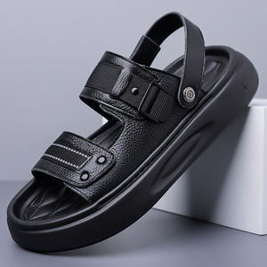 Sandalias de Cuero para Hombre, Punta Abierta, Suela Gruesa, Moda Verano, Suela de Goma, Entresuela de EVA, Forro Textil - Product Image 1