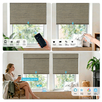Stores en bambou enroulables sans fil avec cantonnière, stores en bois tissé électriques pour fenêtres intérieures – Vente chaude