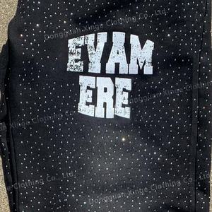 Pantalon de survêtement homme personnalisé, épais, coupe oversize, style vintage délavé soleil, délavé à l'acide, baggy, avec strass - Product Image 4