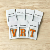 Patch chenille paillettes dorées fer sur patchs lettres Orange livraison le lendemain A-Z lettre en stock