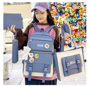 Mkw2041 Vải Ba Lô 5 Mảnh Thiết Lập Sinh Viên Ba Lô Nữ Sinh Viên Đại Học Ba Lô Với Túi Vai Và Bút Chì Túi - Product Image 2