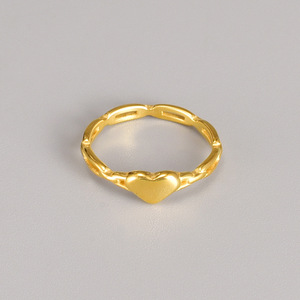 Anillo de Acero Inoxidable Chapado en Oro con Corazón, Joyería de Moda Impermeable y Antideslustre para Mujer, Novedad de <span class=keywords><strong>Verano</strong></span> - Product Image 1