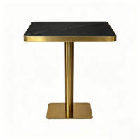 Table et chaises de salle à manger en marbre et alliage d'aluminium avec bord doré, style luxe léger pour restaurant occidental et hôtel