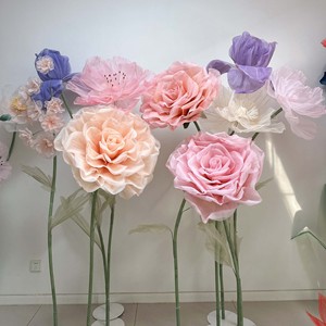 D-108 Wedding Stage Paper Flores Artesanato Decorações rosas vermelhas brancas flor gigante para decoração de janela Festa de casamento Conjunto Floral - Product Image 4