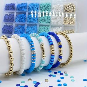 4320 Uds. Cuentas de arcilla azul 6mm espaciador plano de oro y plata de polímero <span class=keywords><strong>para</strong></span> <span class=keywords><strong>pulseras</strong></span> y kit de fabricación de joyas - Product Image 6