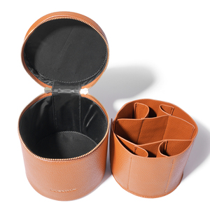Pochette de maquillage ronde organisée Rownyeon avec compartiments amovibles et ceinture de brosse - Product Image 4