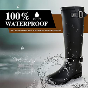 <span class=keywords><strong>Botas</strong></span> <span class=keywords><strong>de</strong></span> Lluvia Duraderas <span class=keywords><strong>de</strong></span> PVC para <span class=keywords><strong>Mujer</strong></span>, Impermeables, a Media Pantorrilla, Estilo Chelsea con Hebilla Decorativa, Acabado Mate - Product Image 6