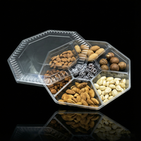 Conteneur alimentaire jetable en plastique PET à 7 compartiments avec couvercle, idéal pour les noix, les bonbons, les fruits secs et les biscuits - Vente en gros