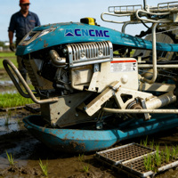 Transplanteuse de riz CNCMC TRT-6L à 6 rangs, 4 roues motrices, autopropulsée, haute clarté au sol, pour la plantation de riz en rizière - À vendre
