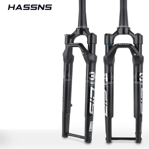 HASSNS Horquilla de bicicleta de carretera Suspensión 700C <span class=keywords><strong>Rock</strong></span> <span class=keywords><strong>Shox</strong></span> Amortiguador de aire y aceite Tapered Off-Road Freno de disco Horquilla <span class=keywords><strong>delantera</strong></span> 100*12MM - Product Image 1