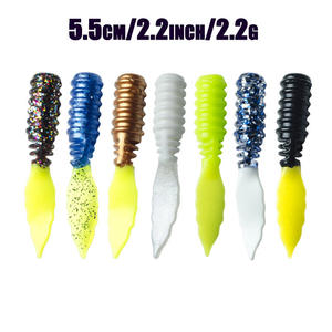 5 unidades/pacote, 5,5cm, 2,2g, Isca Artificial Pequena Tipo Girino, Isca de Minhoca, Isca Macia para <span class=keywords><strong>Crappie</strong></span>, Isca de Pesca de Plástico Macio - Product Image 2