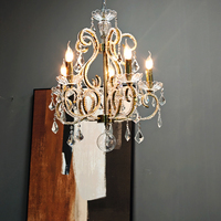 Lustre classique en métal courbé avec cristaux, douille E14, luminaire suspendu pour salle à manger, chambre à coucher