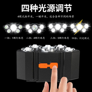 Linterna Frontal LED Recargable de 2000 mAh, Alta Luminosidad, Ajustable de 300-499M, Luz para Pesca al Aire Libre - Product Image 1
