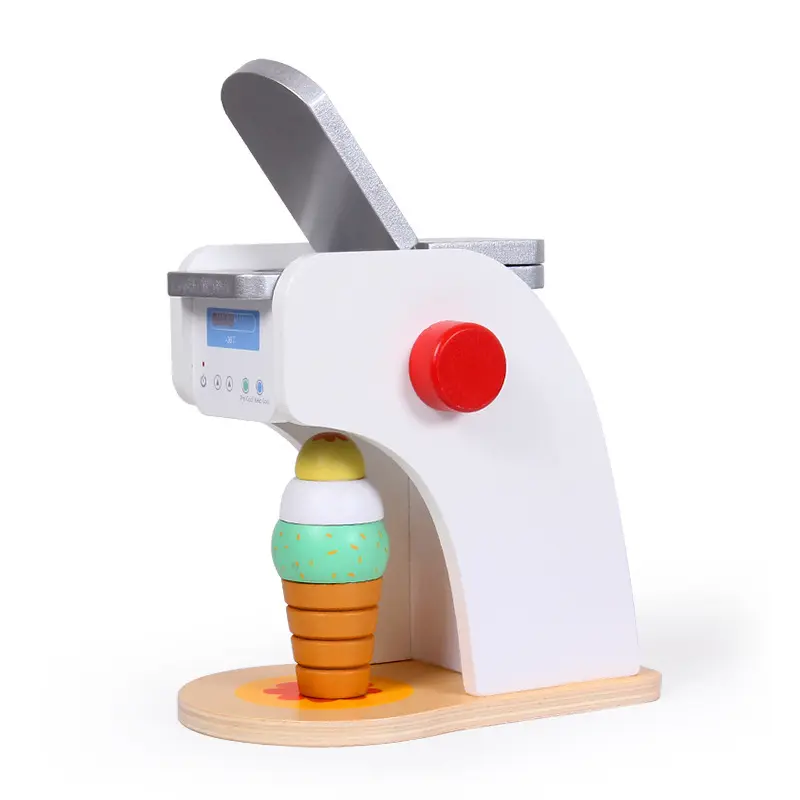 나무 아이 미니 아이스크림 기계 장난감 유아 시뮬레이션 음식 장난감 나무 주방 장난감 세트 소년 소녀