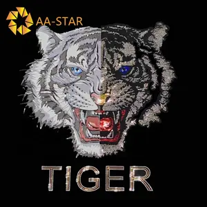 High quality tiger design sequin laser heat transfer iron on T-shirt