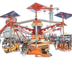 Amusement park rides fun fair double flying chair lifting paratrooper amusement