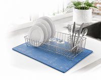 Tapis de drainage pour vaisselle en microfibre PU antidérapant pour comptoir de cuisine