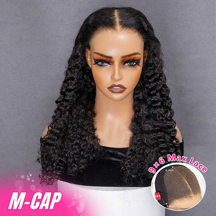 M-cap Deep Wave 9x6 Wear Go Glueless Bleached Tiny Knots Pre-Cut 4*7 HD Lace Closure
