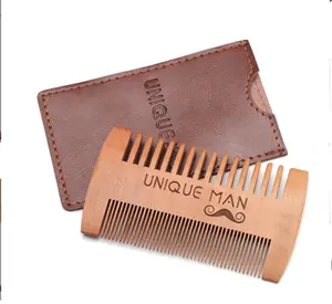 Bán Hot Fine Thô Răng Chống Tĩnh Tùy Chỉnh Gỗ Nhỏ Ria Mép Comb Mens Beard Pocket Comb