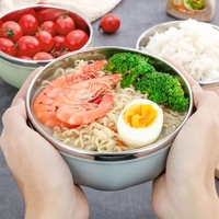 304 Roestvrijstalen Dubbellaags Anti-Verbranding Rijstkom Thuis Serviesgoed Ramen Noedels Fruitsaladekommen Keuken Voedselcontainer
