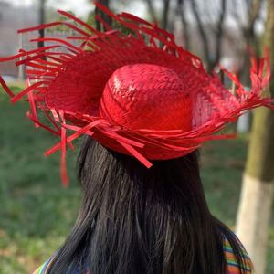 Wholesale Handmade Fringed Raw <b>Edge</b> Straw Hat Beach Fashion Straw Hat - Product Image 6