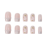 Vente en gros de faux ongles en acrylique diamantés, nouveaux, pas chers, courts, pour femmes, ongles artificiels, fabrication en usine