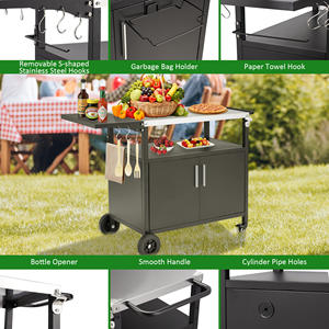 AJUNION Chariot d'îlot de cuisine portable pour barbecue en extérieur en acier inoxydable avec roulettes pour table de préparation des repas - Product Image 2