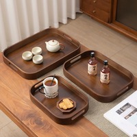 Plateau en bois rectangulaire arrondi multifonctionnel de conception européenne pour fruits, cuisine, nourriture, dessert, collation, rangement ménager