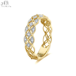 Anillo de Diamantes Tejidos de Diseño Exclusivo de Joyería Fina Vintage en Oferta, Anillo de Diamantes Naturales Reales de Oro Sólido de 18K para Regalos - Product Image 3