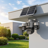 Caméra de surveillance extérieure PTZ solaire 4G OEM d'usine à 3 objectifs, mode basse consommation AOV, enregistrement 24/7, batterie 6MP, sans Wi-Fi