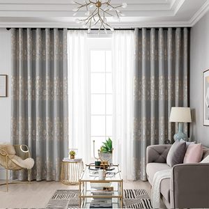 Poliestere Beige floreale Jacquard tessuto testurizzato <span class=keywords><strong>tende</strong></span> oscuranti lusso europeo per soggiorno camera da letto decorazione per la casa - Product Image 6