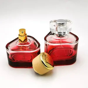 Perfume Glass Bottle 50ml 100ml Empty Perfume Bottle Red Luxury Triangles Perfume Spray Bottle