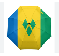 Parapluie de voyage personnalisé avec design du drapeau de Saint-Vincent-et-les-Grenadines, coupe-vent, pliable automatiquement, parapluie de soleil d'extérieur