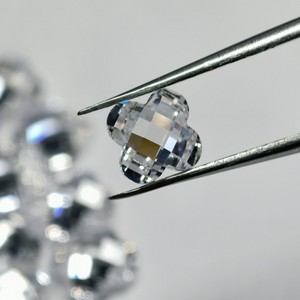 Four Petal Plum Blossom Cut 6x6mm White Cubic Zirconia For Jewelry Making - Product Image 1