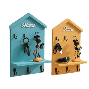 <span class=keywords><strong>Porte</strong></span>-clés <span class=keywords><strong>mural</strong></span> décoratif en <span class=keywords><strong>bois</strong></span> <span class=keywords><strong>personnalisé</strong></span> avec logo, organisateur <span class=keywords><strong>mural</strong></span> pour courrier et décoration murale, étagères suspendues pour mur - Product Image 2