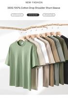 Camiseta Gráfica OEM de Algodón Premium Lavado de Alto Gramaje con Hombro Caído y Cuello Redondo para Hombre, Uso Casual