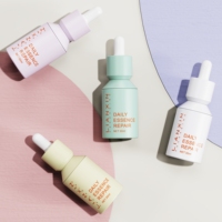 Flacon compte-gouttes en verre de luxe personnalisé de 30 ml pour huile essentielle, sérum, emballage cosmétique vide rose vert avec compte-gouttes